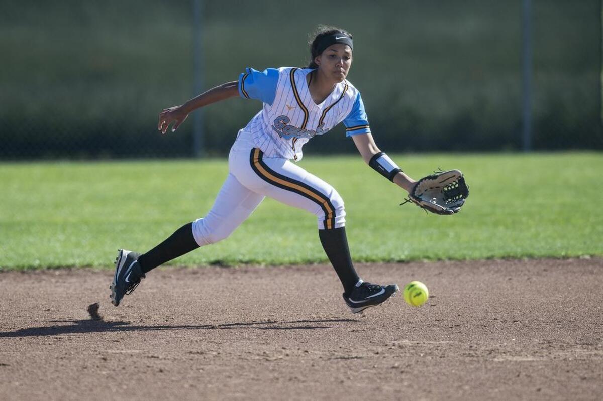 El Capitan freshman Alanna Reid (3) fields a ground ball at shortstop during a game against Merced at El Capitan High School in Merced, Calif., on Thursday, April 19, 2018. The Bears beat the Gauchos 13-7.